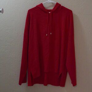 Cyrus Women’s XL Red Knit Hoodie Sweater – Lightweight Long Sleeve Pullover